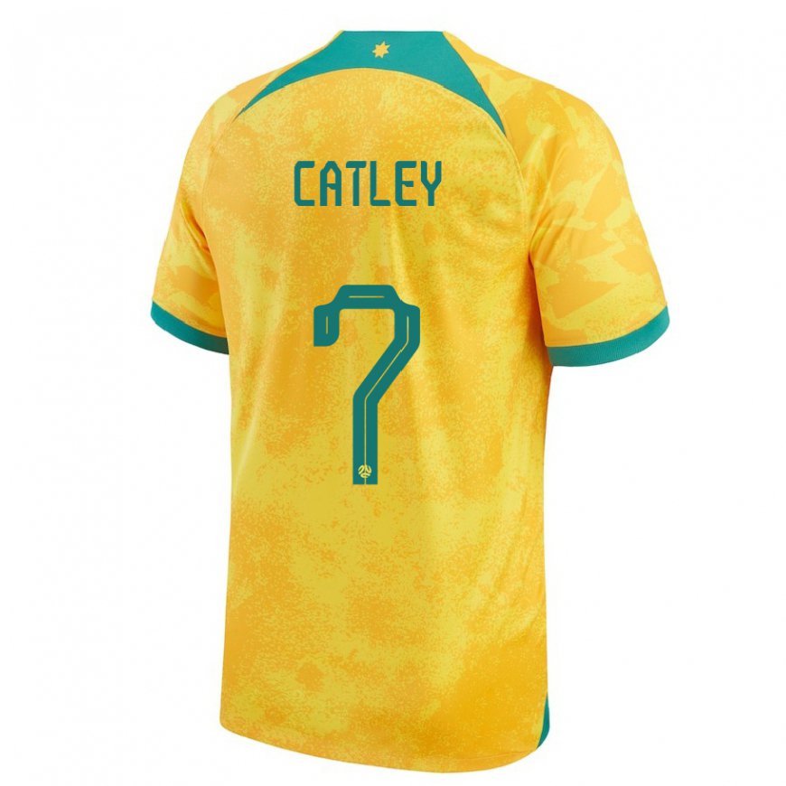 Kandiny Herren Australische Stephanie Catley #7 Gold Heimtrikot Trikot 22-24 T-shirt