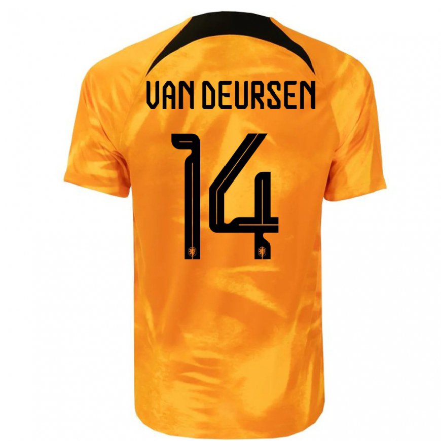 Kandiny Herren Niederländische Eva Van Deursen #14 Laser-orange Heimtrikot Trikot 22-24 T-shirt