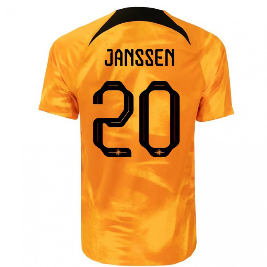 Kandiny Herren Niederländische Dominique Janssen #20 Laser-orange Heimtrikot Trikot 22-24 T-shirt