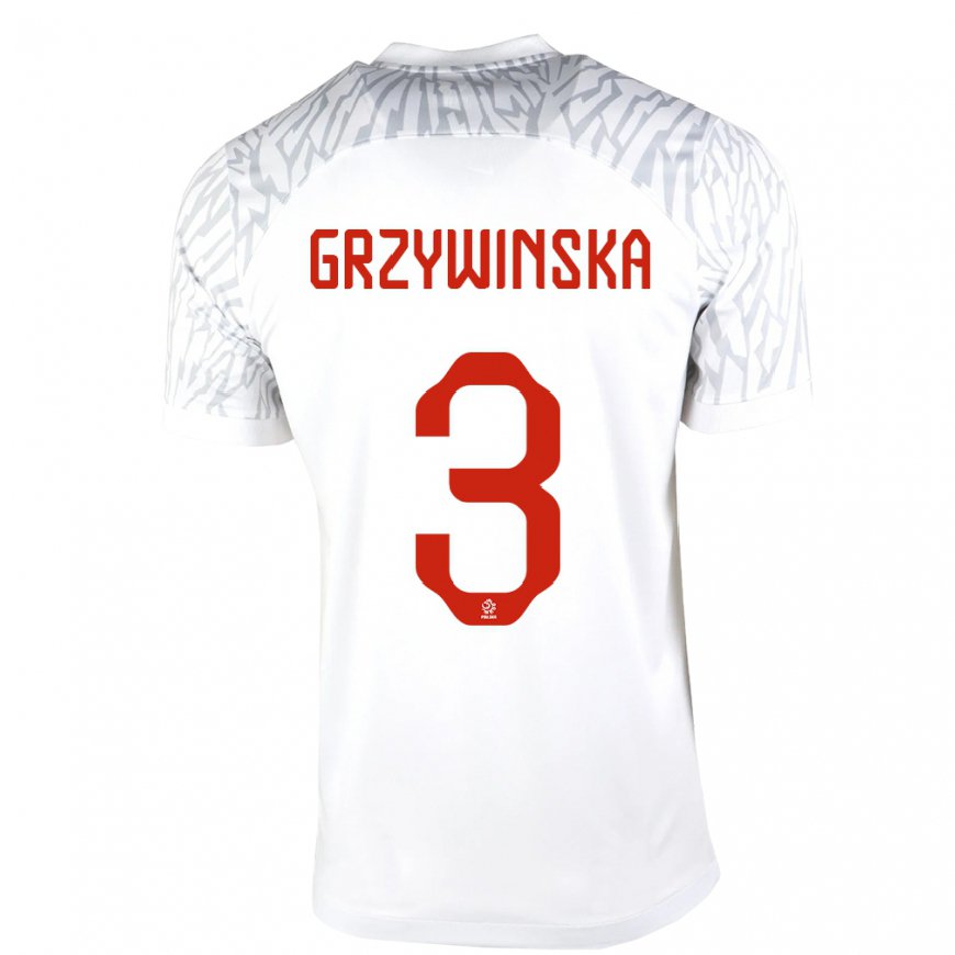 Kandiny Herren Polnische Gabriela Grzywinska #3 Weiß Heimtrikot Trikot 22-24 T-shirt
