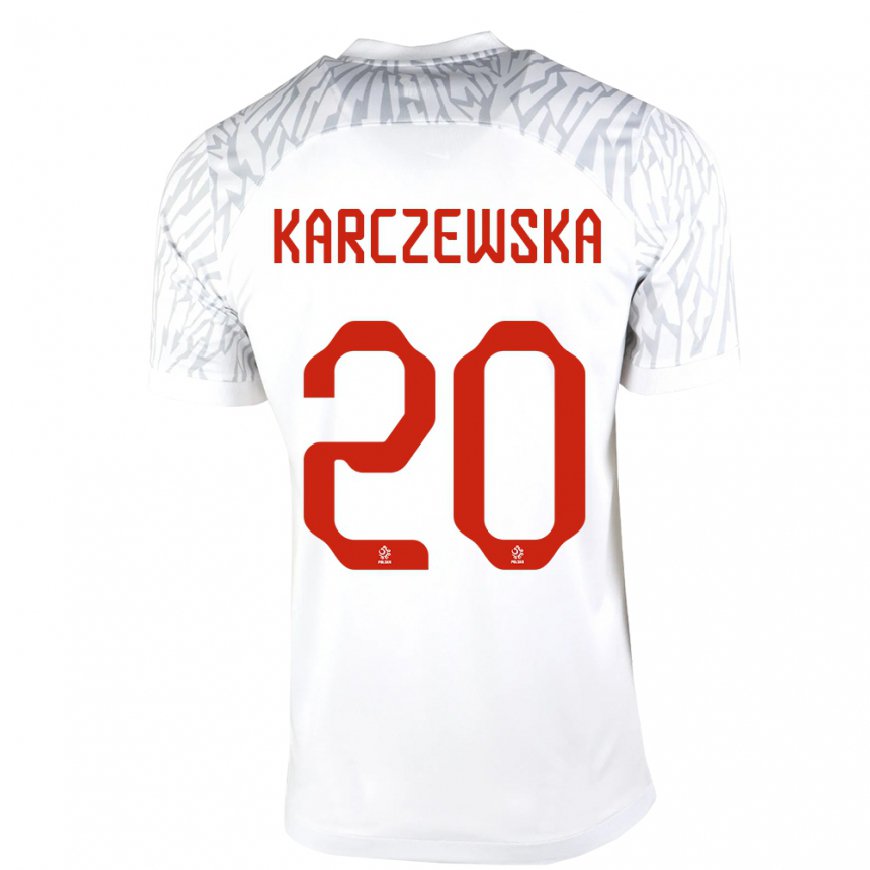 Kandiny Herren Polnische Nikola Karczewska #20 Weiß Heimtrikot Trikot 22-24 T-shirt