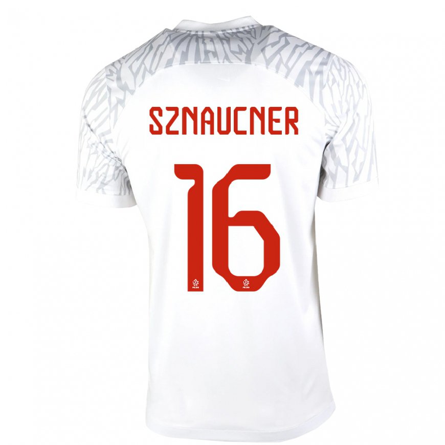 Kandiny Herren Polnische Maksymilian Sznaucner #16 Weiß Heimtrikot Trikot 22-24 T-shirt