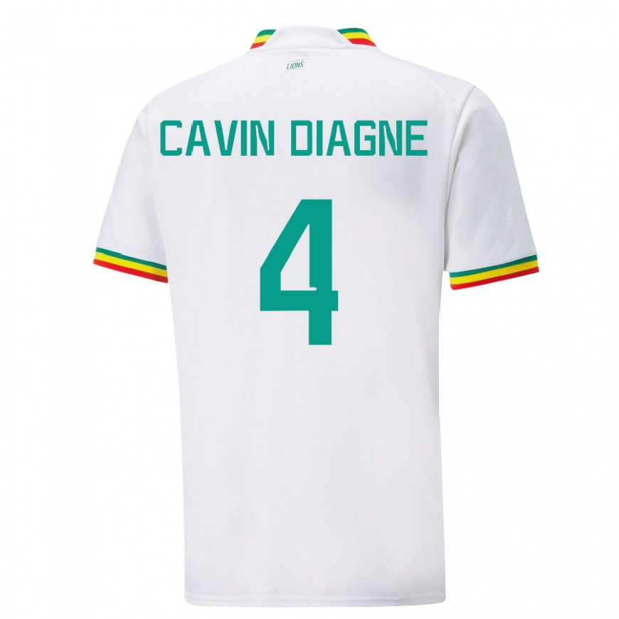 Kandiny Herren Senegalesische Cavin Diagne #4 Weiß Heimtrikot Trikot 22-24 T-shirt