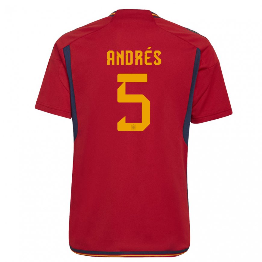 Kandiny Herren Spanische Ivana Andres #5 Rot Heimtrikot Trikot 22-24 T-shirt