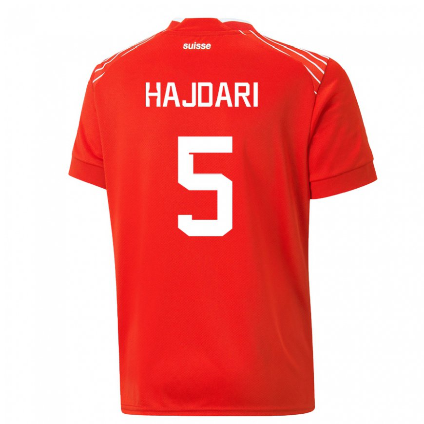 Kandiny Herren Schweizer Albian Hajdari #5 Rot Heimtrikot Trikot 22-24 T-shirt