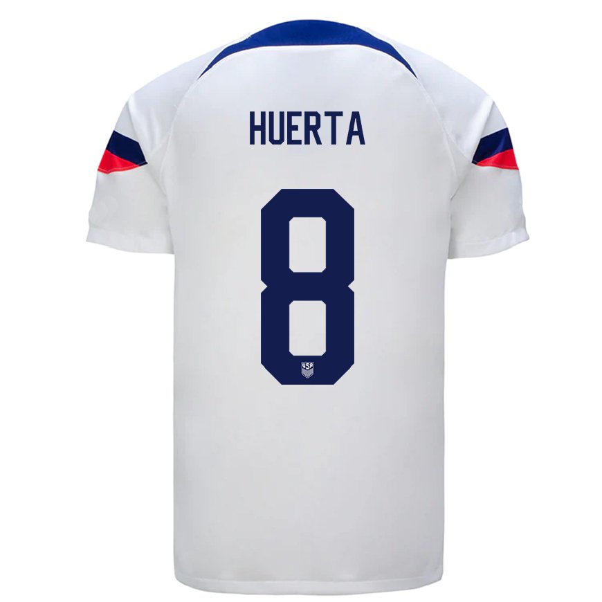 Kandiny Herren Us-amerikanische Sofia Huerta #8 Weiß Heimtrikot Trikot 22-24 T-shirt
