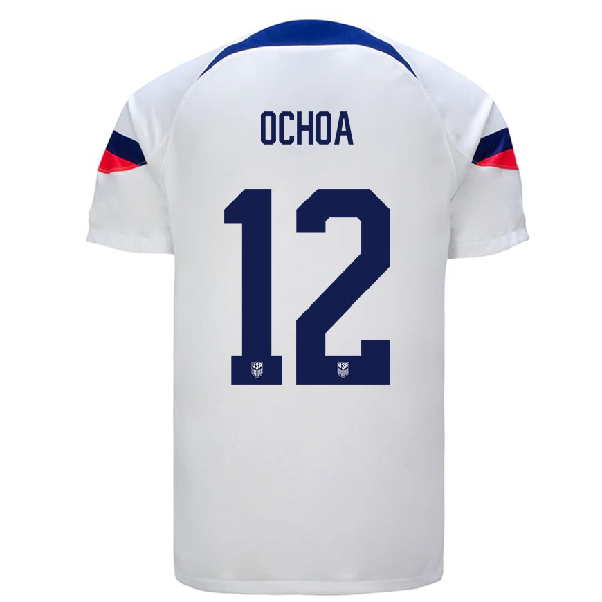 Kandiny Herren Us-amerikanische Emmanuel Ochoa #12 Weiß Heimtrikot Trikot 22-24 T-shirt