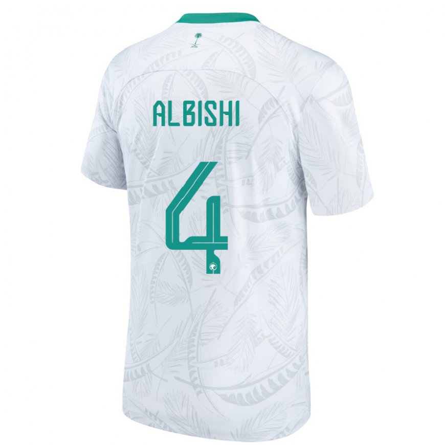 Kandiny Herren Saudi-arabische Abdullah Albishi #4 Weiß Heimtrikot Trikot 22-24 T-shirt