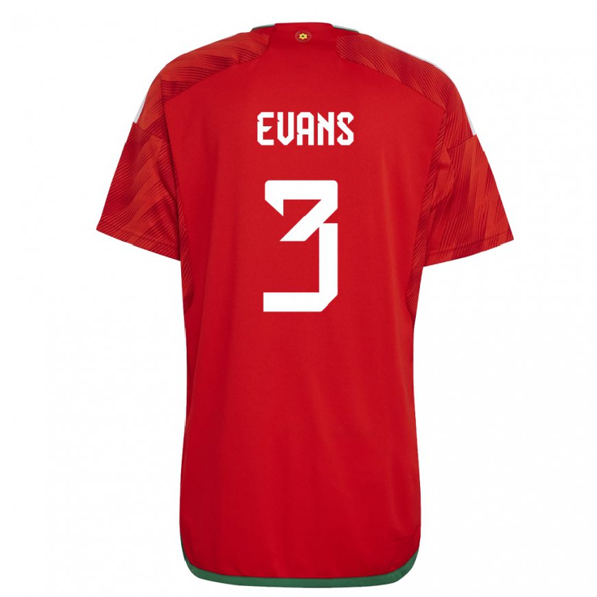 Kandiny Herren Walisische Gemma Evans #3 Rot Heimtrikot Trikot 22-24 T-shirt