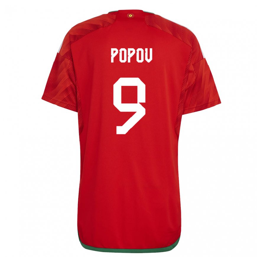 Kandiny Herren Walisische Christopher Popov #9 Rot Heimtrikot Trikot 22-24 T-shirt