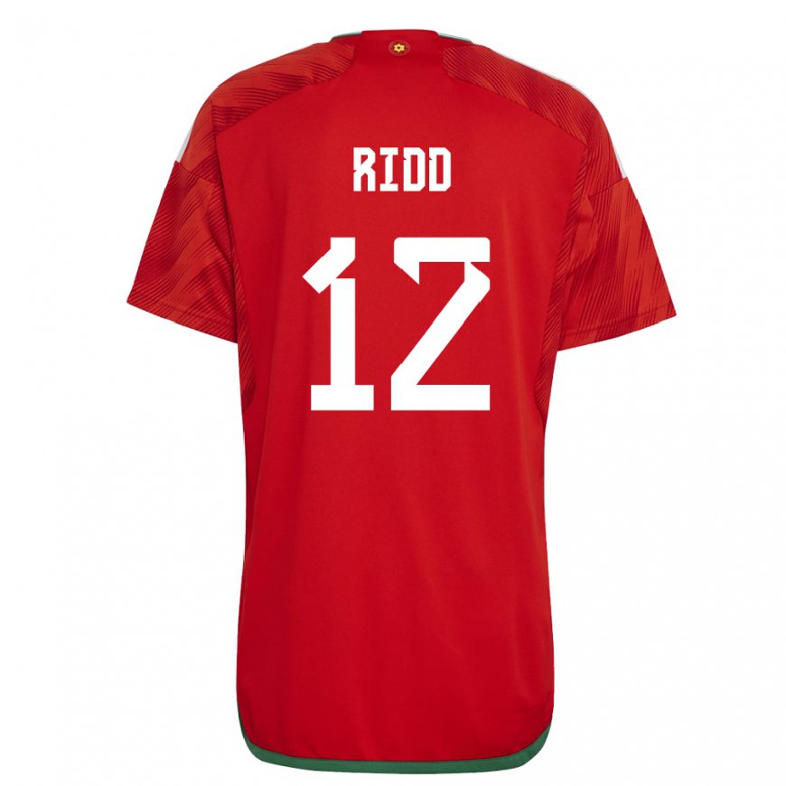 Kandiny Herren Walisische Lewis Ridd #12 Rot Heimtrikot Trikot 22-24 T-shirt
