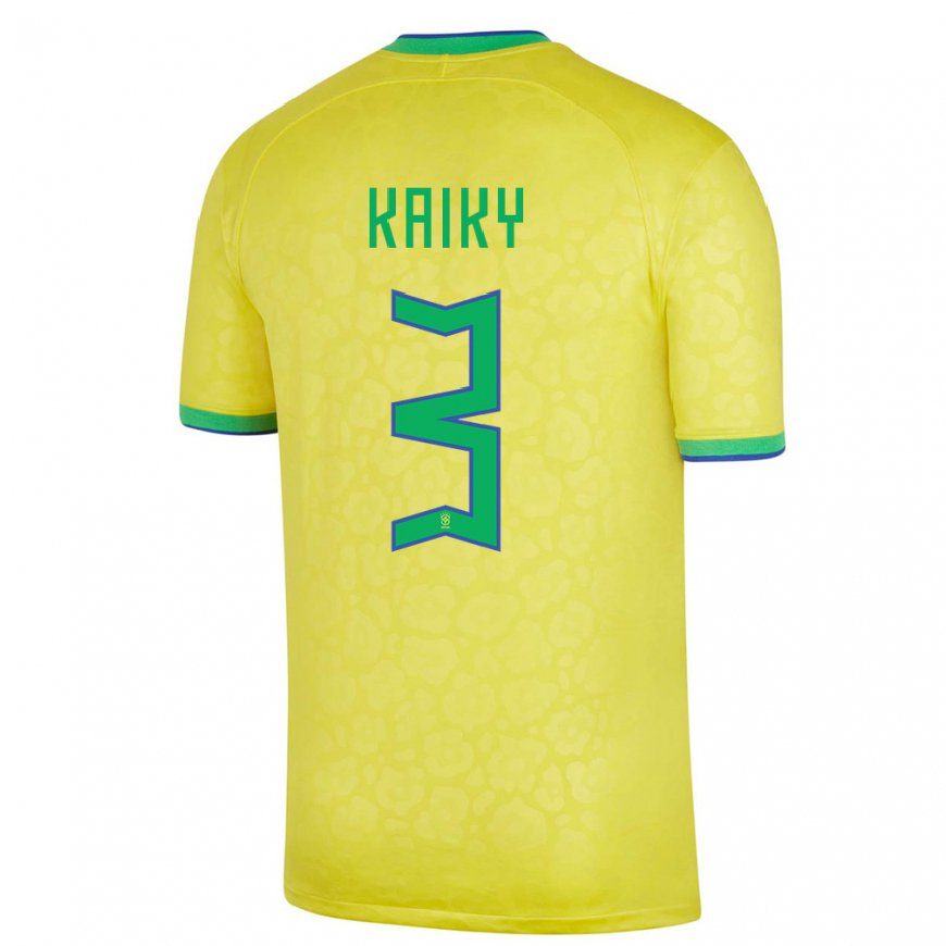 Kandiny Herren Brasilianische Kaiky #3 Gelb Heimtrikot Trikot 22-24 T-shirt