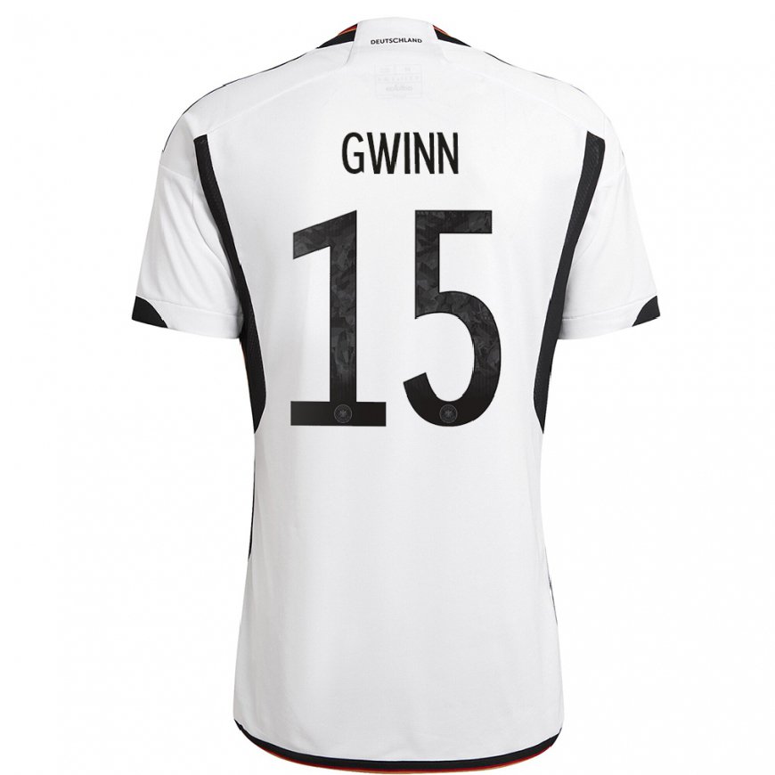 Kandiny Herren Deutsche Giulia Gwinn #15 Weiß Schwarz Heimtrikot Trikot 22-24 T-shirt