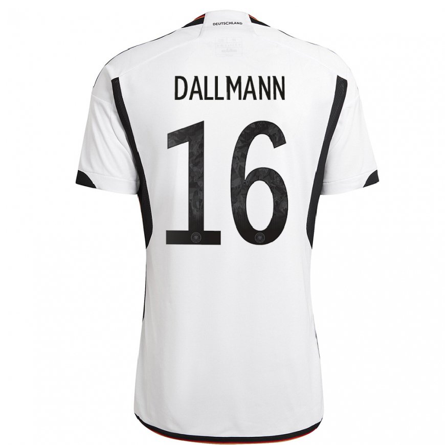 Kandiny Herren Deutsche Linda Dallmann #16 Weiß Schwarz Heimtrikot Trikot 22-24 T-shirt