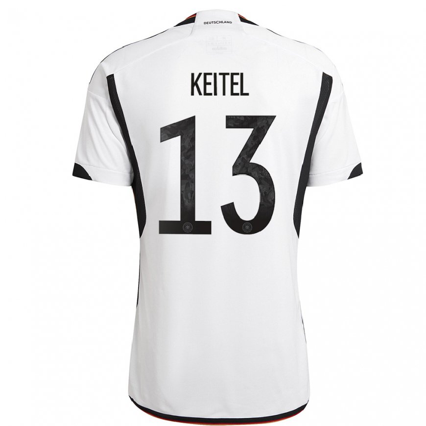 Kandiny Herren Deutsche Yannik Keitel #13 Weiß Schwarz Heimtrikot Trikot 22-24 T-shirt