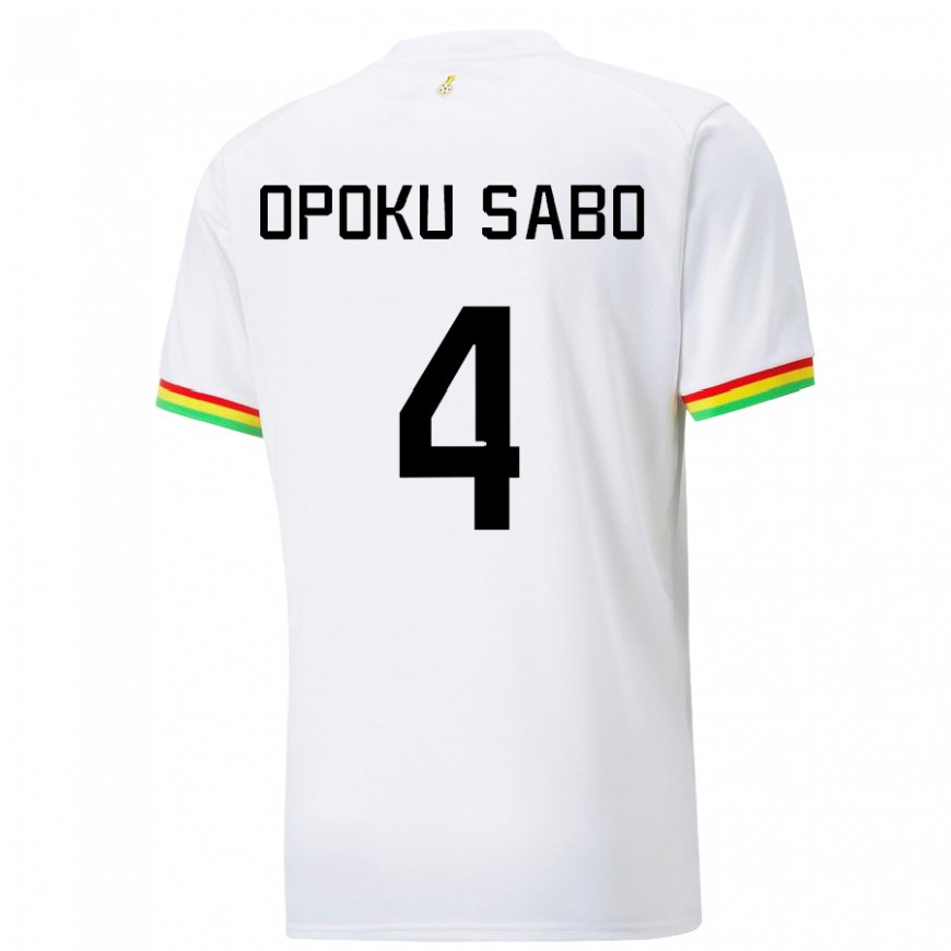 Kandiny Herren Ghanaische Alex Opoku Sabo #4 Weiß Heimtrikot Trikot 22-24 T-shirt