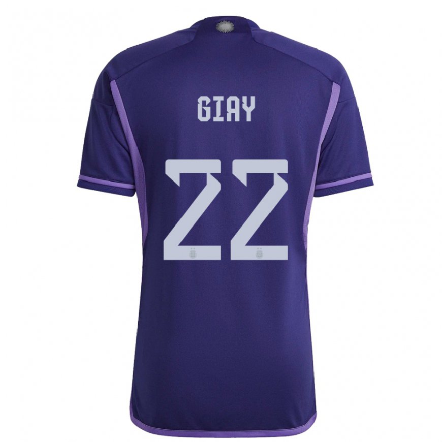 Kandiny Herren Argentinische Agustin Giay #22 Violett Auswärtstrikot Trikot 22-24 T-shirt