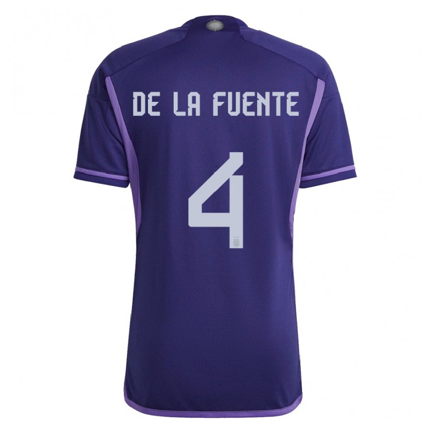 Kandiny Herren Argentinische Hernan De La Fuente #4 Violett Auswärtstrikot Trikot 22-24 T-shirt