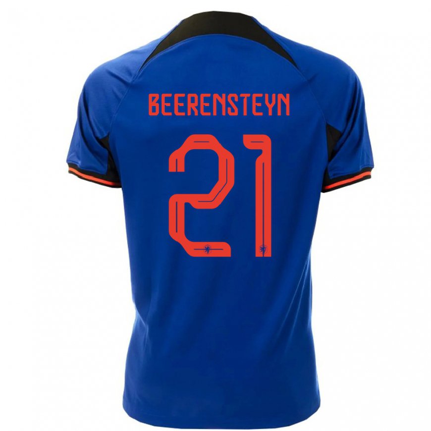 Kandiny Herren Niederländische Lineth Beerensteyn #21 Königsblau Auswärtstrikot Trikot 22-24 T-shirt