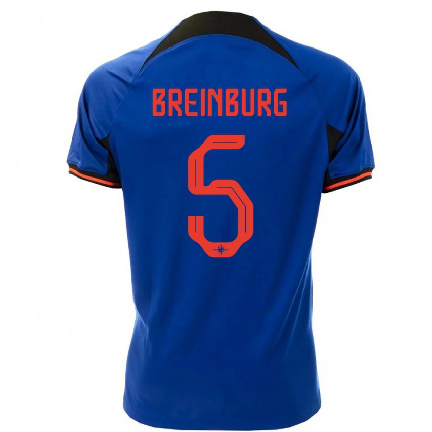 Kandiny Herren Niederländische Rainey Breinburg #5 Königsblau Auswärtstrikot Trikot 22-24 T-shirt