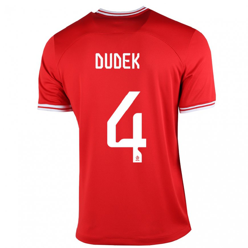 Kandiny Herren Polnische Paulina Dudek #4 Rot Auswärtstrikot Trikot 22-24 T-shirt