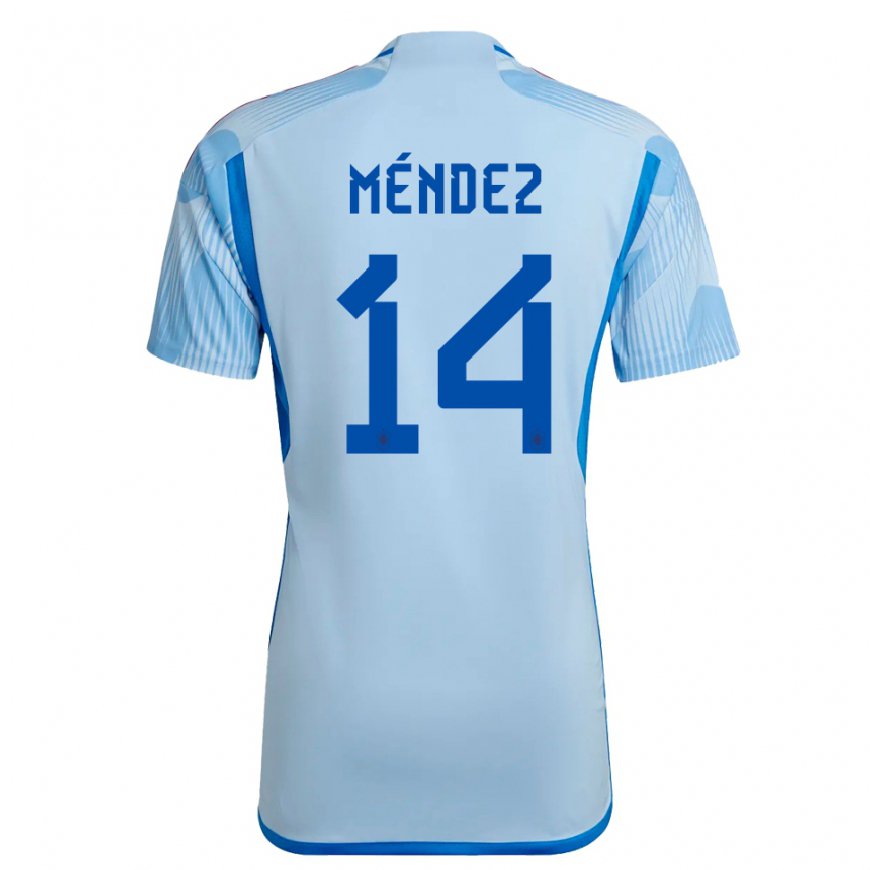 Kandiny Herren Spanische Maria Mendez #14 Himmelblau Auswärtstrikot Trikot 22-24 T-shirt