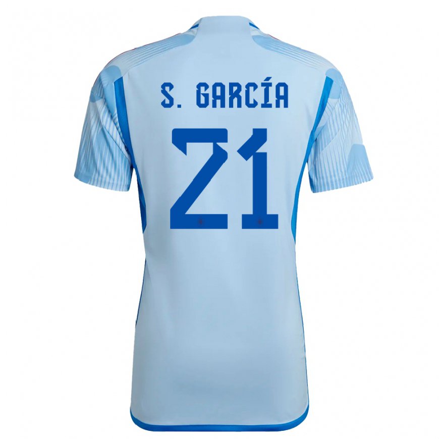 Kandiny Herren Spanische Sheila Garcia #21 Himmelblau Auswärtstrikot Trikot 22-24 T-shirt