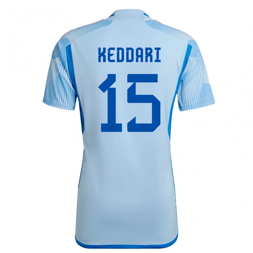Kandiny Herren Spanische Wassim Keddari #15 Himmelblau Auswärtstrikot Trikot 22-24 T-shirt