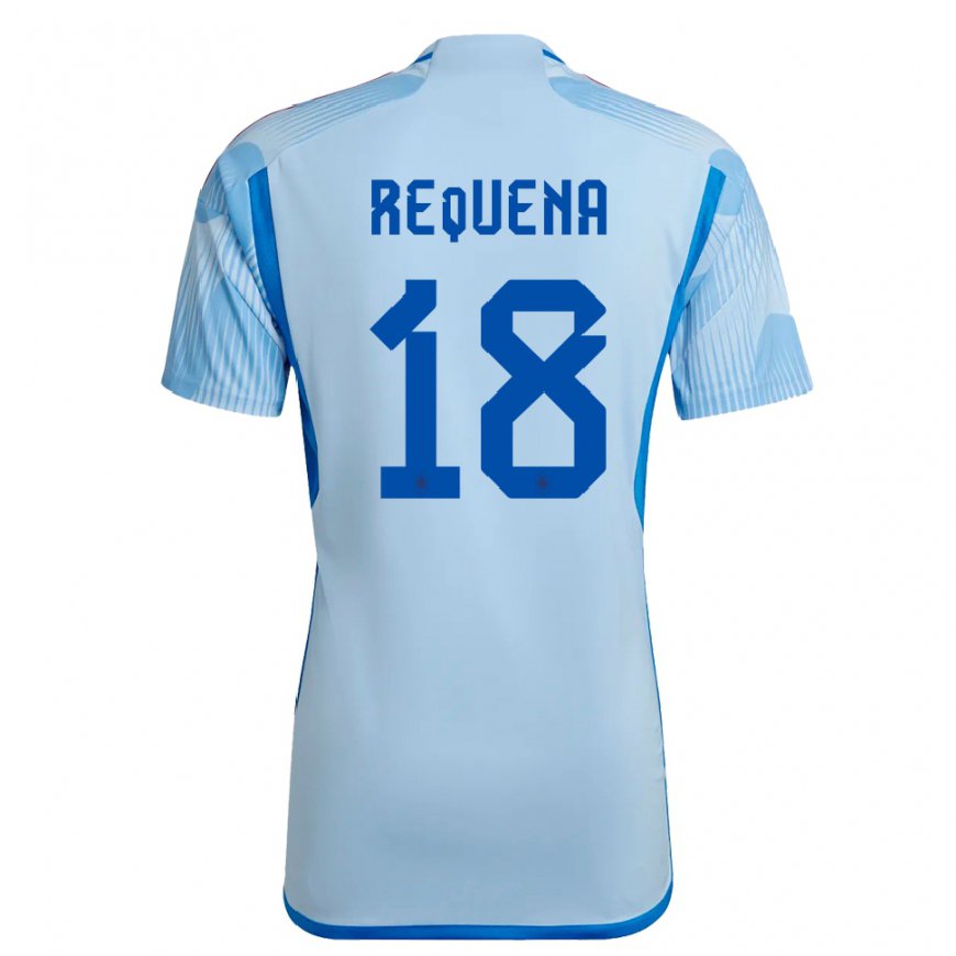 Kandiny Herren Spanische Daniel Requena #18 Himmelblau Auswärtstrikot Trikot 22-24 T-shirt