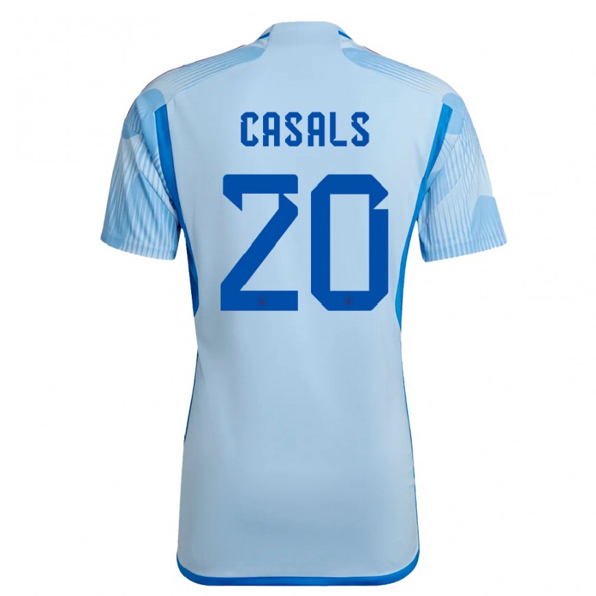 Kandiny Herren Spanische Joel Casals #20 Himmelblau Auswärtstrikot Trikot 22-24 T-shirt