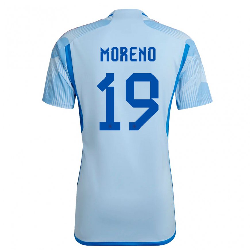 Kandiny Herren Spanische Victor Moreno #19 Himmelblau Auswärtstrikot Trikot 22-24 T-shirt
