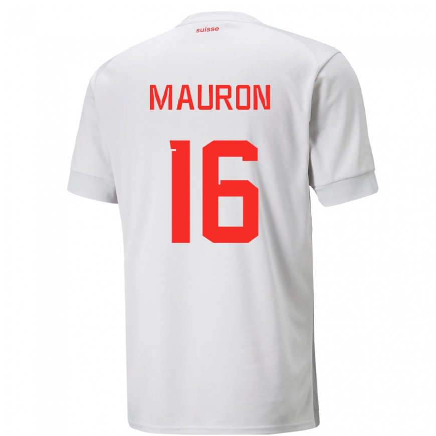 Kandiny Herren Schweizer Sandrine Mauron #16 Weiß Auswärtstrikot Trikot 22-24 T-shirt