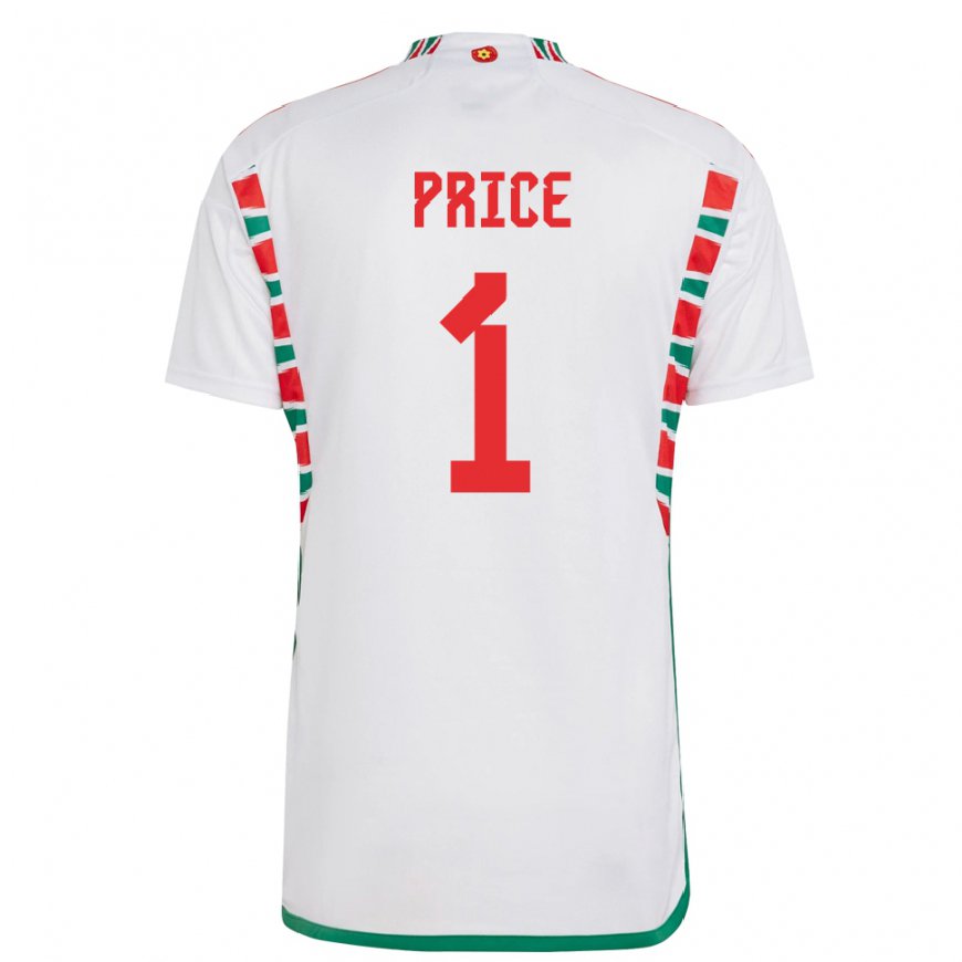 Kandiny Herren Walisische Jo Price #1 Weiß Auswärtstrikot Trikot 22-24 T-shirt