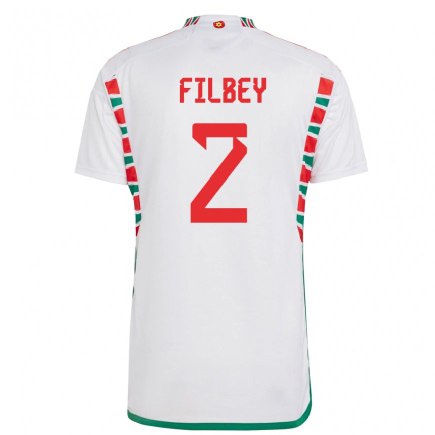 Kandiny Herren Walisische Anna Filbey #2 Weiß Auswärtstrikot Trikot 22-24 T-shirt