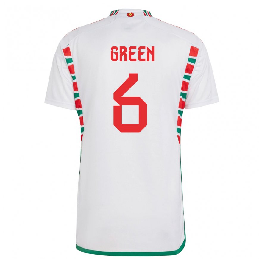 Kandiny Herren Walisische Josephine Green #6 Weiß Auswärtstrikot Trikot 22-24 T-shirt