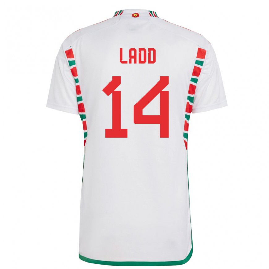Kandiny Herren Walisische Hayley Ladd #14 Weiß Auswärtstrikot Trikot 22-24 T-shirt