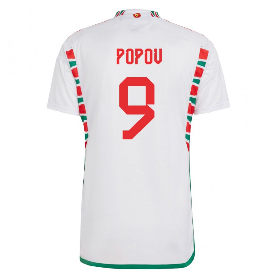 Kandiny Herren Walisische Christopher Popov #9 Weiß Auswärtstrikot Trikot 22-24 T-shirt