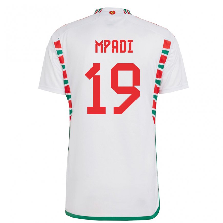 Kandiny Herren Walisische Japhet Mpadi #19 Weiß Auswärtstrikot Trikot 22-24 T-shirt