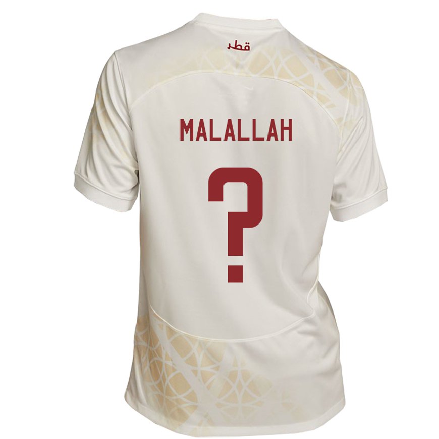 Kandiny Herren Katarische Ali Malallah #0 Goldbeige Auswärtstrikot Trikot 22-24 T-shirt