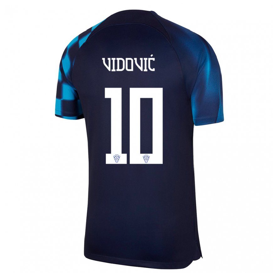 Kandiny Herren Kroatische Gabriel Vidovic #10 Dunkelblau Auswärtstrikot Trikot 22-24 T-shirt