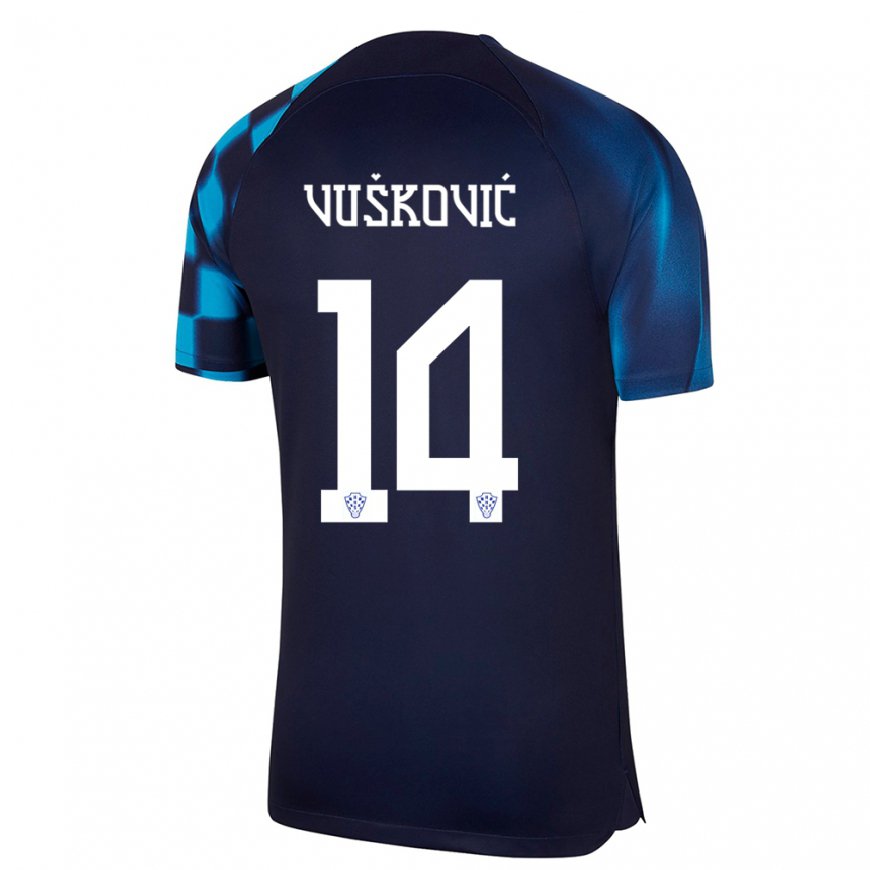 Kandiny Herren Kroatische Mario Vuskovic #14 Dunkelblau Auswärtstrikot Trikot 22-24 T-shirt