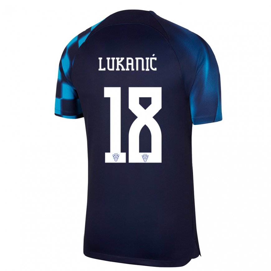 Kandiny Herren Kroatische Luka Lukanic #18 Dunkelblau Auswärtstrikot Trikot 22-24 T-shirt