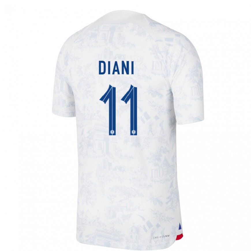 Kandiny Herren Französische Kadidiatou Diani #11 Weiß Blau Auswärtstrikot Trikot 22-24 T-shirt