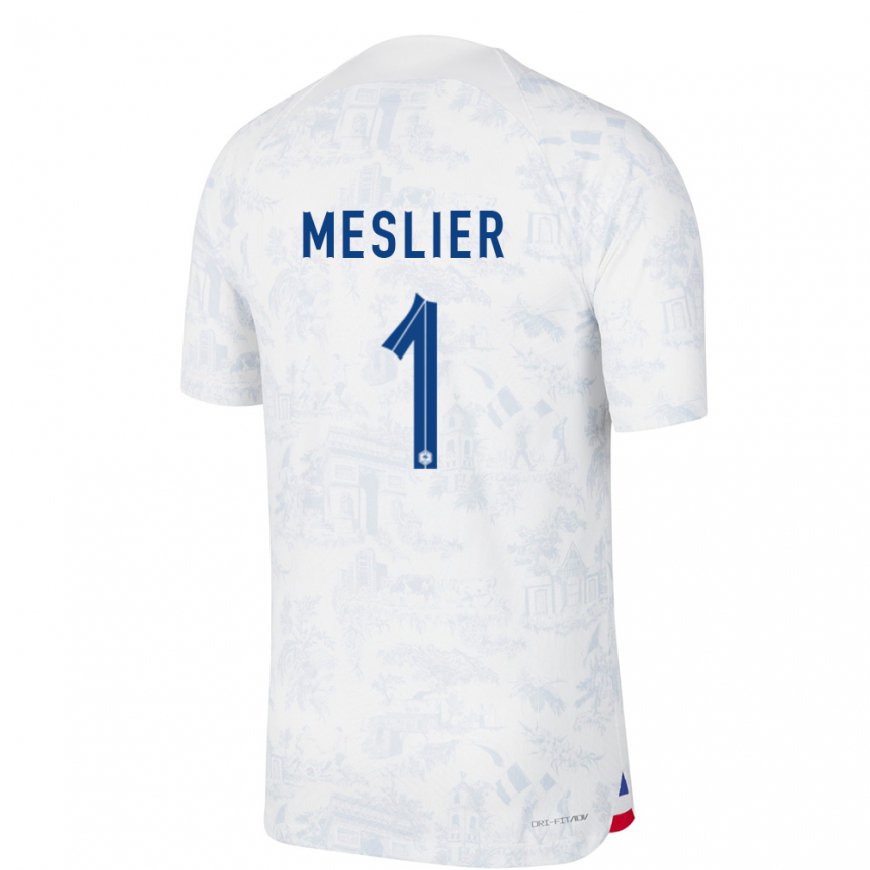 Kandiny Herren Französische Illan Meslier #1 Weiß Blau Auswärtstrikot Trikot 22-24 T-shirt