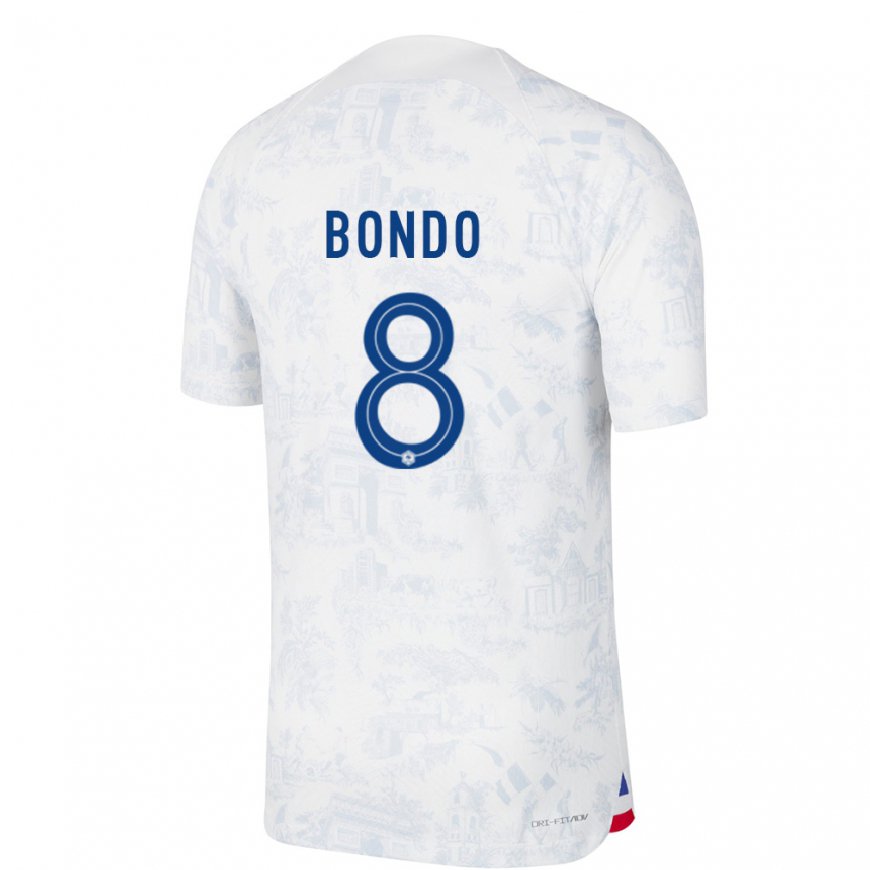 Kandiny Herren Französische Warren Bondo #8 Weiß Blau Auswärtstrikot Trikot 22-24 T-shirt