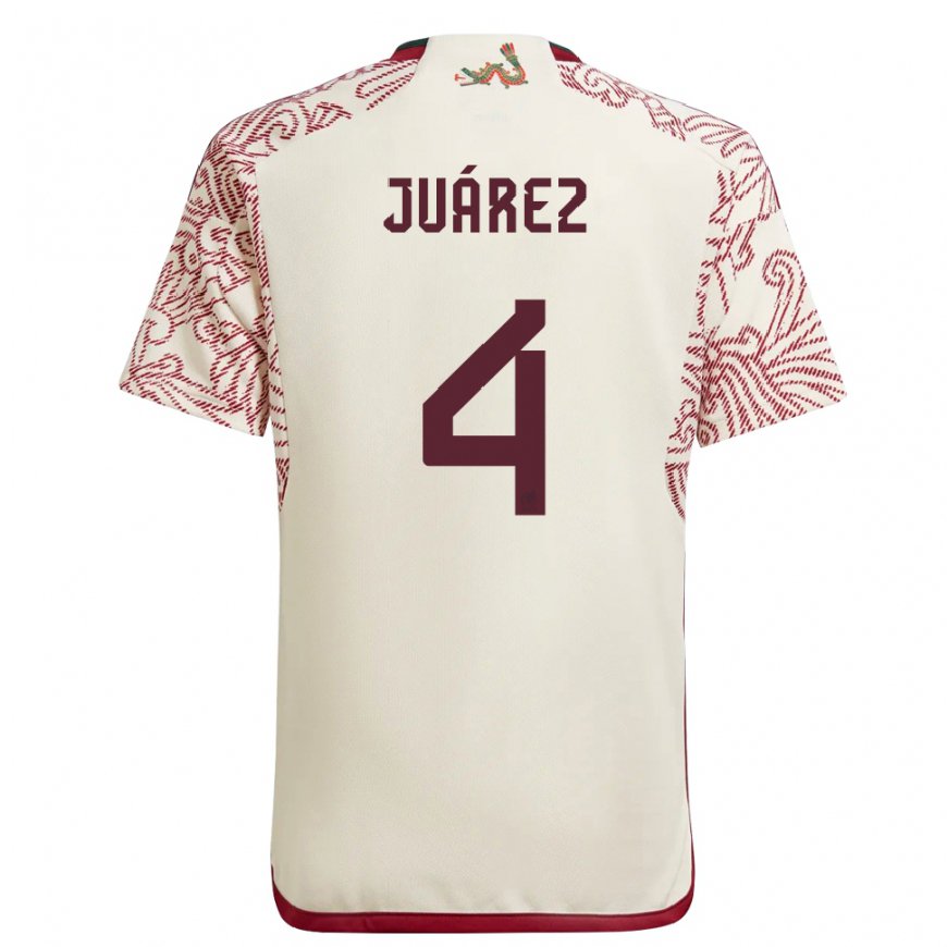 Kandiny Herren Mexikanische Ramon Juarez #4 Wunder Weiß Rot Auswärtstrikot Trikot 22-24 T-shirt