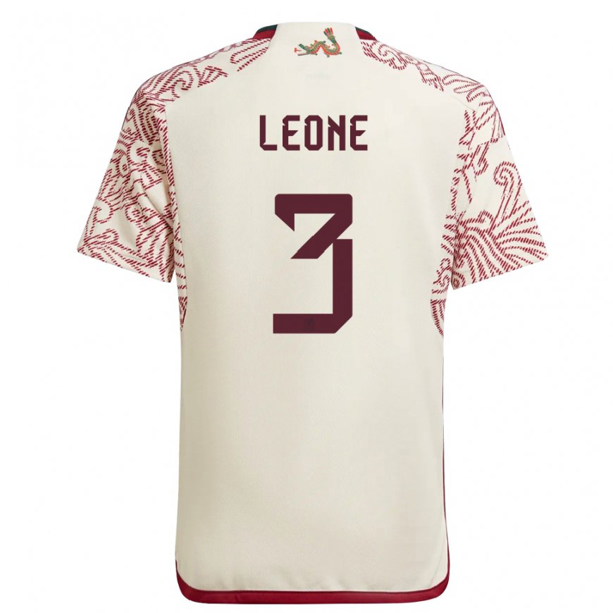 Kandiny Herren Mexikanische Antonio Leone #3 Wunder Weiß Rot Auswärtstrikot Trikot 22-24 T-shirt