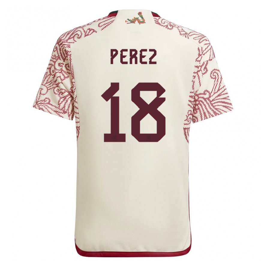 Kandiny Herren Mexikanische Jonathan Perez #18 Wunder Weiß Rot Auswärtstrikot Trikot 22-24 T-shirt
