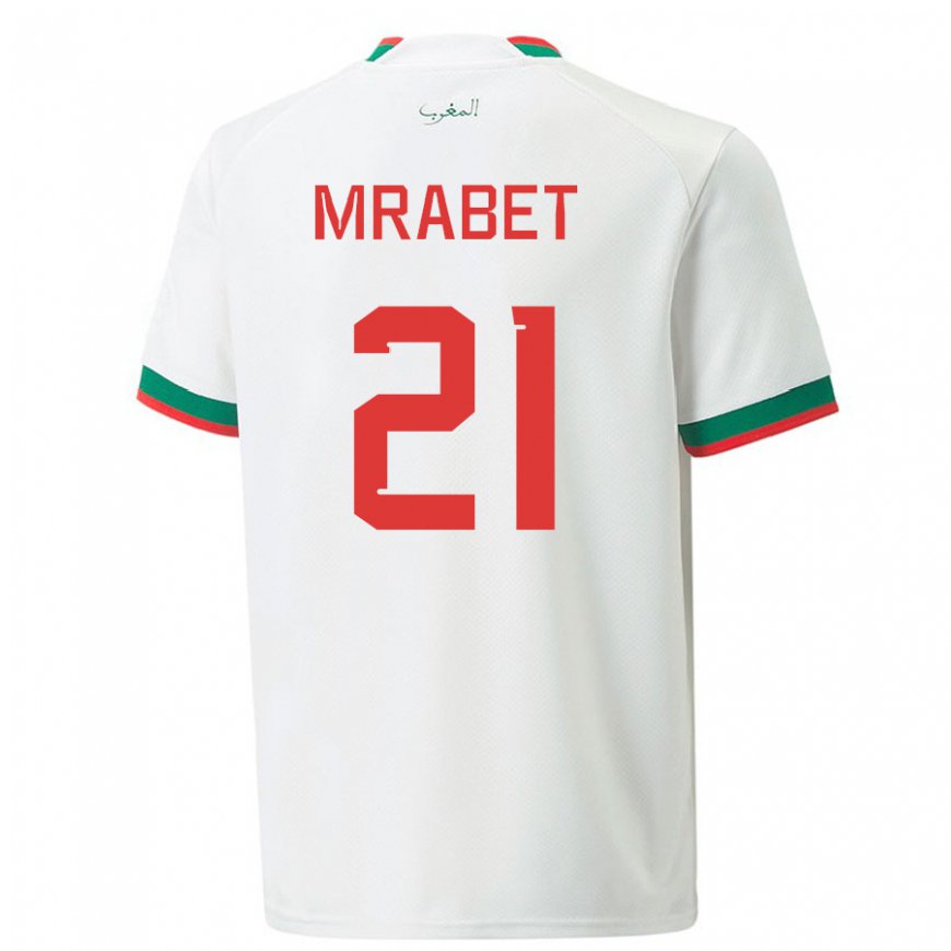 Kandiny Herren Marokkanische Yasmin Mrabet #21 Weiß Auswärtstrikot Trikot 22-24 T-shirt