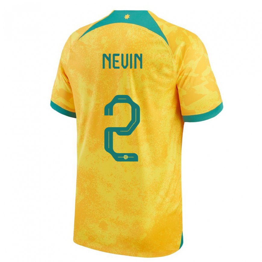 Kandiny Damen Australische Courtney Nevin #2 Gold Heimtrikot Trikot 22-24 T-shirt